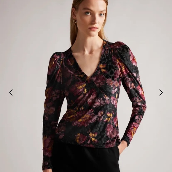 Ted Baker Velvet long sleeve top - Picture 1 of 5